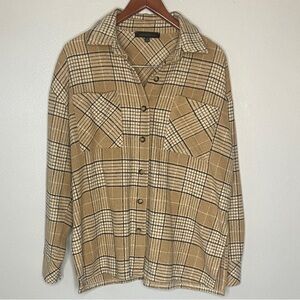Dance & Marvel Tan Plaid Shirt/Jacket/Shacket